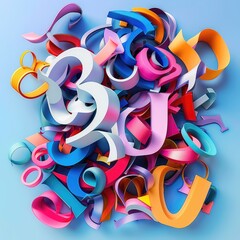 Typography-based digital art featuring bold, colorful hashtag words and modern design elements, perfect for social media and digital marketing themes. AI generated illustration.