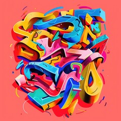 Typography-based digital art featuring bold, colorful hashtag words and modern design elements, perfect for social media and digital marketing themes. AI generated illustration.