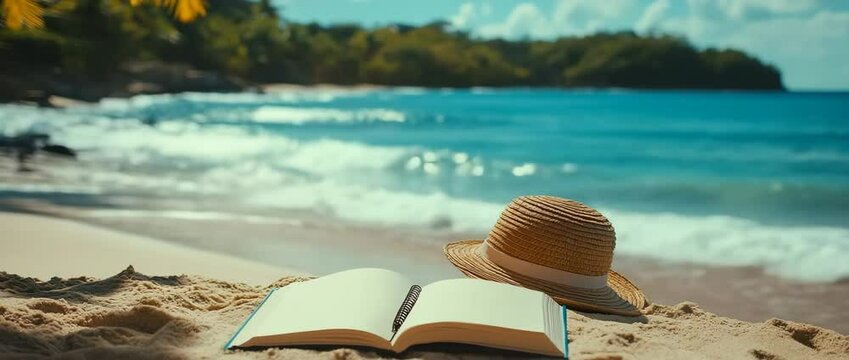 man reading a book on the beach