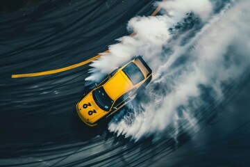 top view of driver drifting car
