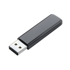 Black flash drive isolated on transparent background.
