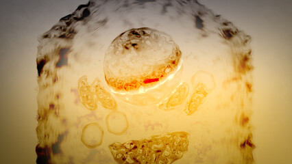 Cinematic Cell Nucelus Membrane and Mitochondria - Yellow Color Grade 2