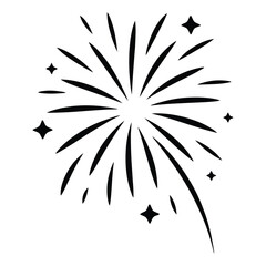Obraz premium Fireworks Display Icon, Silhouette, Vector, Illustration, Outline, Logo, White Background.