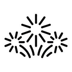 Fototapeta premium Fireworks Festive Typography Icon, Silhouette, Vector, Illustration, Outline, Logo, White Background.