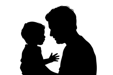 Father and child silhouette loving family moment