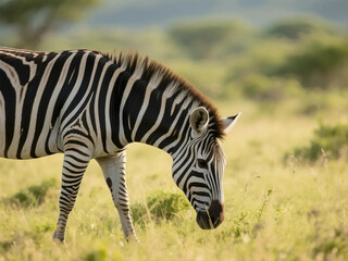 Fototapeta premium a zebra with beautiful natural background
