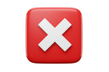 Obraz premium red cross button, bold red X icon with a circular background, perfect for UI designs, error messages, or cancellation buttons, isolated PNG on transparent background.