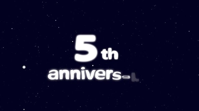 5th Happy Anniversary Text Animation &ndash; Celebration, Greeting, Wishes, Message for Events, Holiday, Festival &ndash; Festive Animated Design for Special Occasions