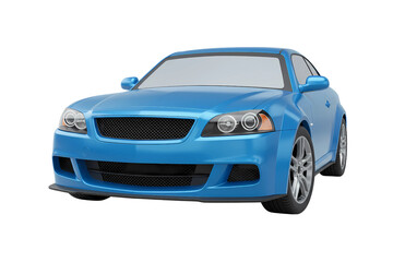 Fototapeta premium sleek blue car with a shiny metallic finish and sporty design, ideal for automotive branding, transportation illustrations, or product showcases, isolated PNG on transparent background