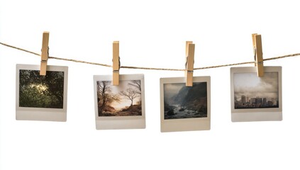 Photos on string line photography