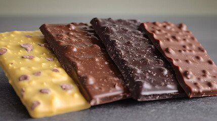 Assorted Chocolate Bars On Dark Stone