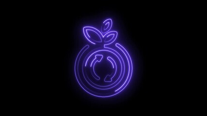 Neon recycle symbol with plant growth concept for sustainability initiatives and eco friendly design