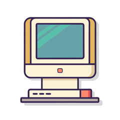 Illustration of a classic computer monitor, nostalgic technology and vintage aesthetics