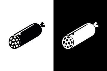 Salami Stick Silhouette Vector Icon in Black and White for Food Design.