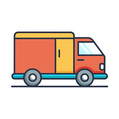 Colorful cartoon delivery truck illustration, ideal for logistics and transportation designs