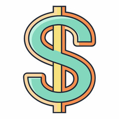 Stylized dollar sign with teal fill and yellow accent on white background