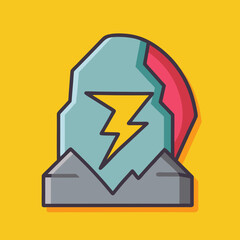 Stylized Icon of a Stone Tablet with a Lightning Bolt Imprint