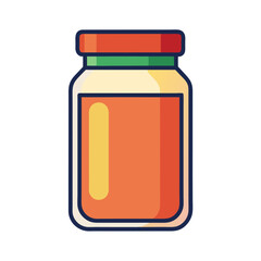 Illustration of a sealed glass jar filled with orange liquid, artistic rendition