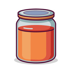 Cartoon illustration of a mason jar filled with orange liquid or preserves