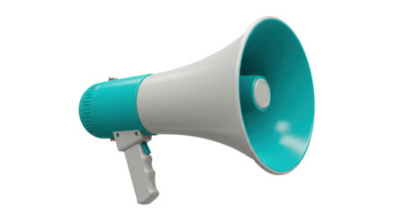 Isolated Turquoise and White Megaphone