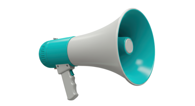 Isolated Turquoise and White Megaphone