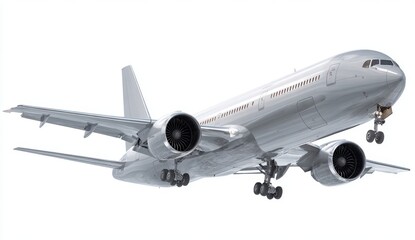 Obraz premium Silver airplane in flight transportation concept