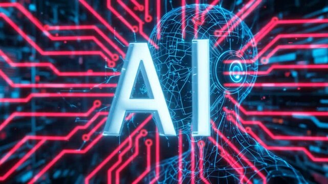 The Text Ai Agent On A Neon Cyberspace Background Symbolizing Agentic Autonomy And Future Autonomous Assistants Using Agi Technology To Advance Human And Bot Collaboration In Business. 4k video
