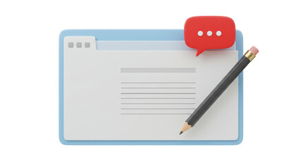 Isolated File Folder with Text and Pencil