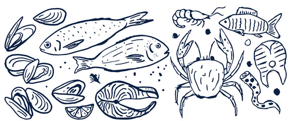 Incredible Hand Drawn Seafood Vectors