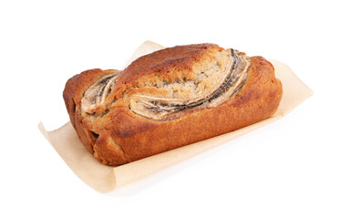 Delicious whole banana bread isolated on white