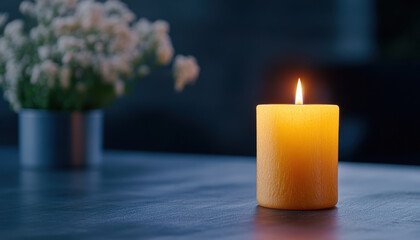 Image of a lit candle in a dark room
