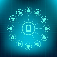 Vector icon on a blue background with a gradient