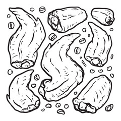 Chicken wings doodle, buffalo wings