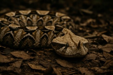 Camouflaged Gaboon Viper