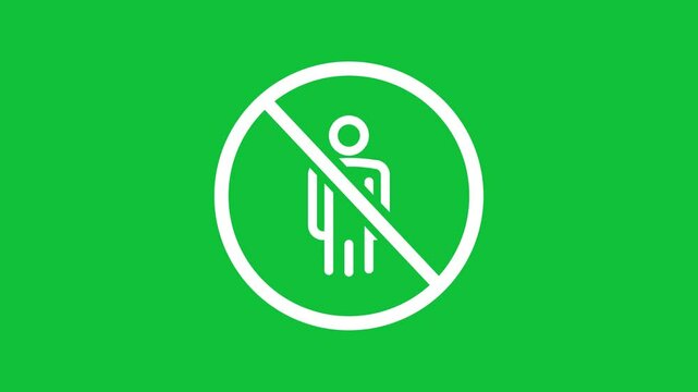 no entry authorized access only animated not allowed man human symbol prohibition crossed circle in green screen background