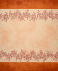 Diagonal Band of Terracotta Across Soft Beige Background with Subtle Layered Floral Silhouettes, Modern Minimalist Botanical Design, Generated AI
