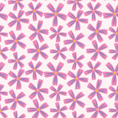 Simple pink flower seamless pattern background for textile, print, banner, wrapping paper, wallpaper.