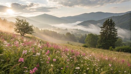 Fototapeta premium mountain landscape with fog
