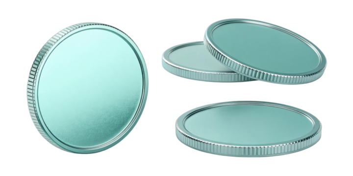 Shiny coins with smooth surface are stacked and arranged in visually appealing manner, showcasing their metallic sheen and design