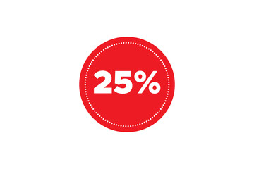 25% vector image on white background.
