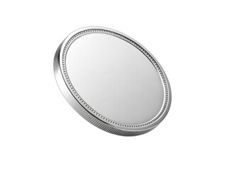 Shiny coin with smooth surface and decorative edge reflects light beautifully, showcasing its metallic charm and elegance