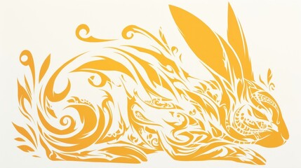 tribal art style bunny silhouette with intricate patterns