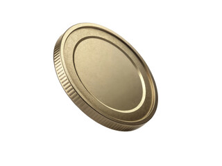 Shiny coin with smooth surface and ridged edge reflects light beautifully, showcasing its metallic luster and intricate design