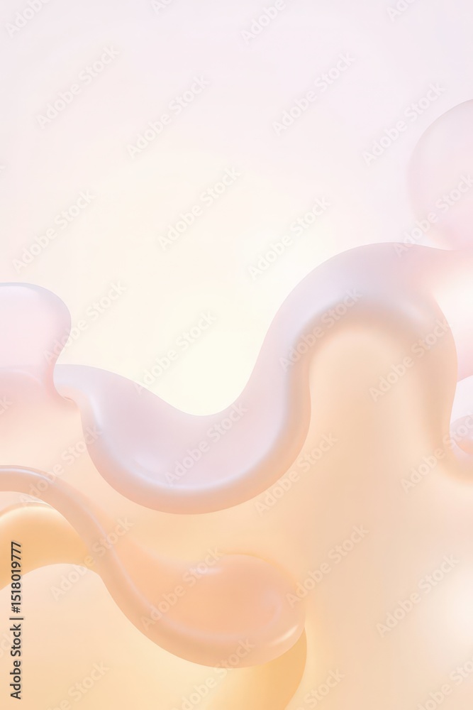 Poster abstract shapes with soft pastel colors creating a serene background with gentle waves and curves