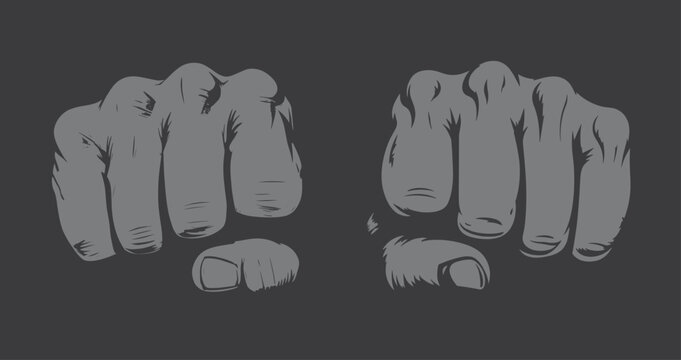 A clenched hand with detailed knuckles illustration , vector fist hand