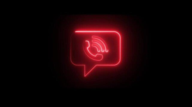 Viber call icon neon line animation isolated on black background