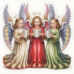 Obraz premium Christmas Festive Angel with Wings – Elegant Holiday Illustration