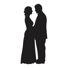 Silhouette of a loving young couple dancing with on white background icon