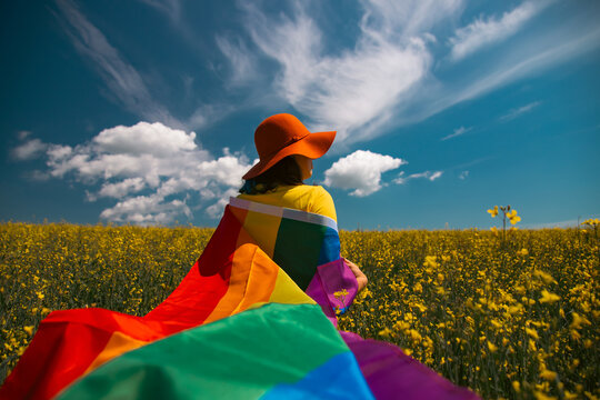 Rainbow, parade and lgbt awareness, inclusion and celebrate with sexuality