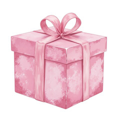 Delicate pink gift box with decorative bow, perfect for celebrations and special occasions, ideal for adding a personal touch. Isolated on white background or PNG